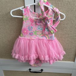 Baby Girl Barbie Tutu Dress With Bow  6-9 Months 