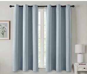2 panels 48”Wx 62”L Light Blue Thermal Insulated Blackout Curtains