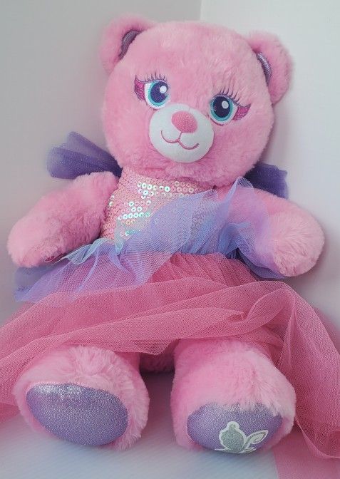 Build A Bear Pink Beary Fairy Friends Teddy Plush Plushie BABW Dress 16" Stuffie