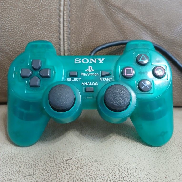 OEM Sony PlayStation 2 PS2 Emerald Green Clear Dualshock Controller Tested Works