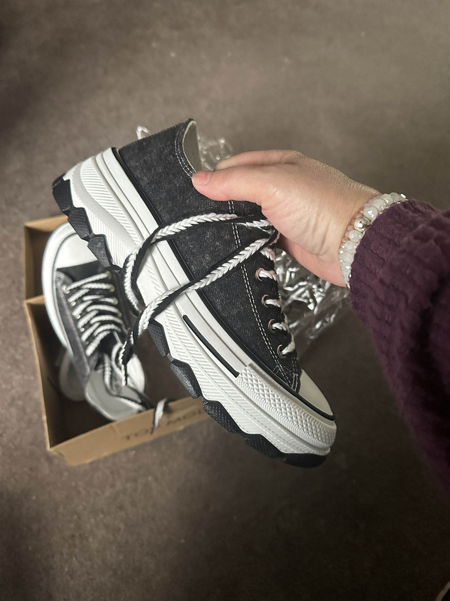 Women’s Black and White with heel tread and support