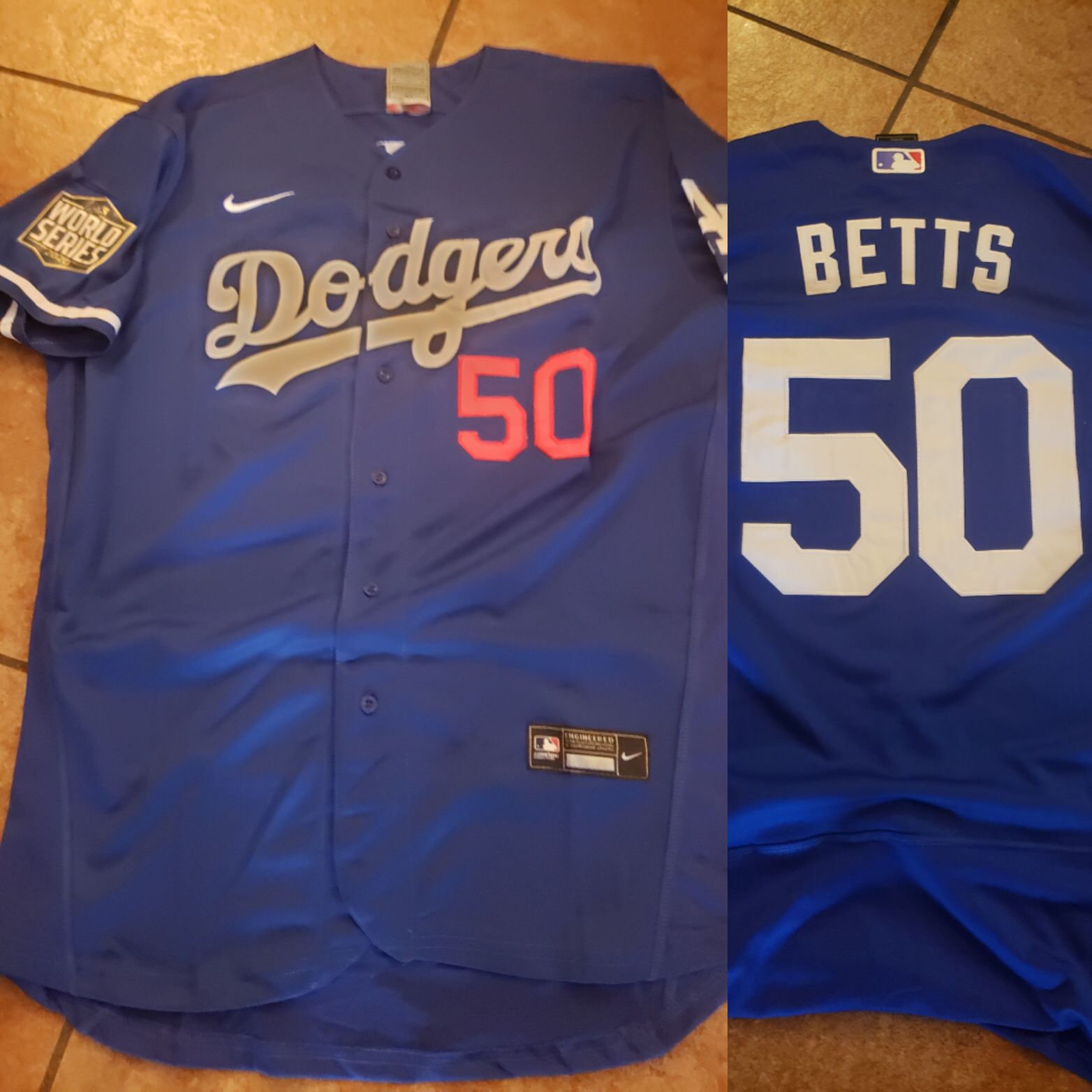 Dodgers betts jersey with World Series patch sizes Med to 3xl stitched firm price pick up only