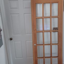 30 x78 soild  pine clear Slab 15 lite exterior  french door