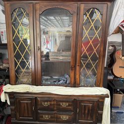 Antique Dining Hutch Large China Cabinet With Lights