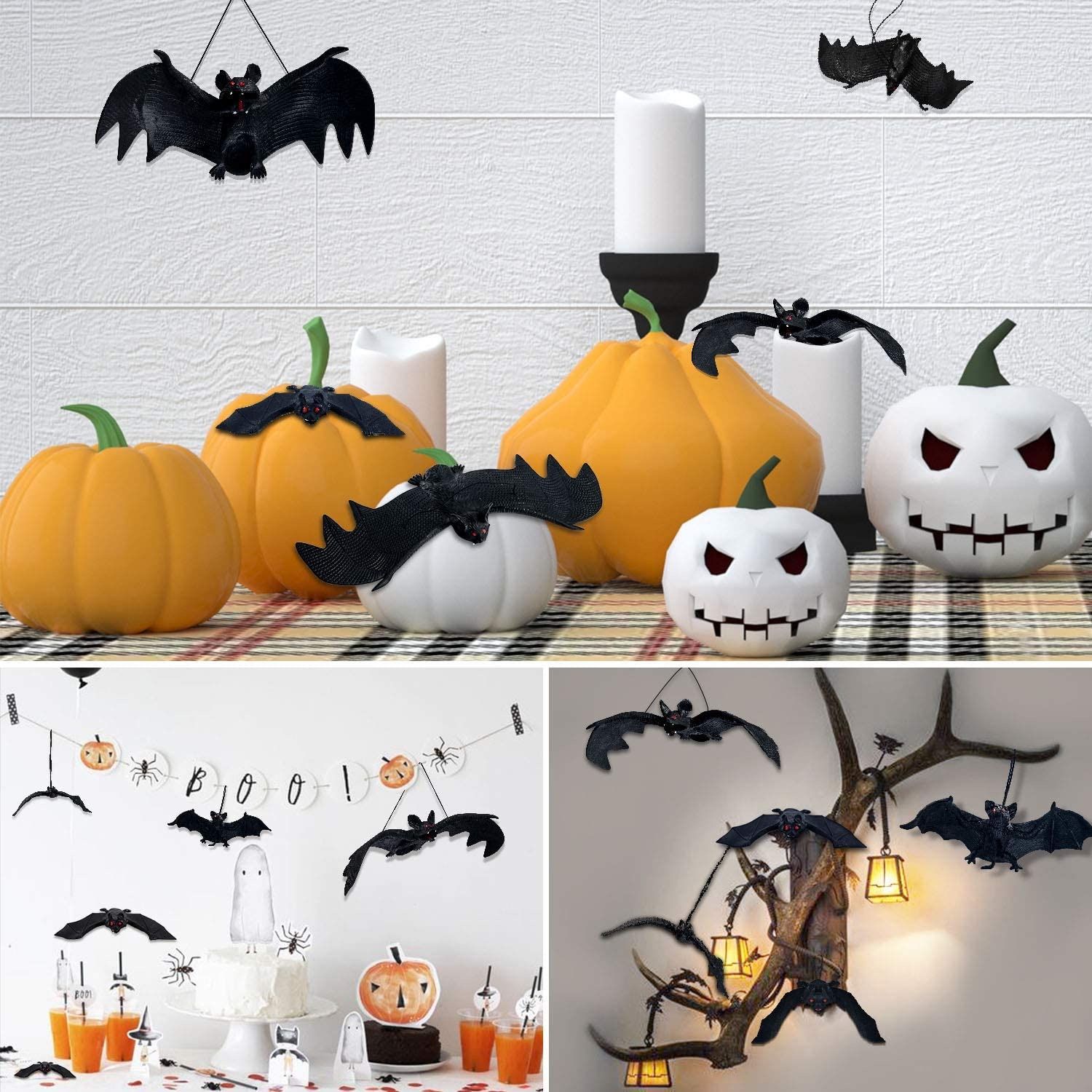 5Pcs Halloween Bats, Rubber Vampire Bats, Hanging Bat for Halloween Party, April Fool's Day,Haunted House Decoration