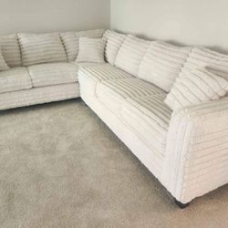 Brand New Byers Market Thick Cream Corduroy 2pc Sectionals *UPGRADED, SOFTEST FABRIC EVER*