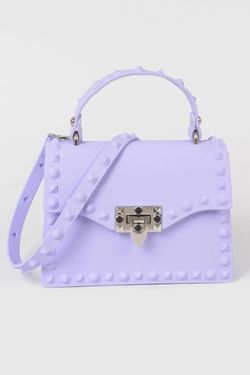 Lavender Studded Jelly Crossbody Handbag Purse – Valentino Rockstud Style PVC Bag