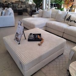 Lindyn Oversized Corduroy Ottoman In Teddy Bear Fabric ⭐$39 Down Payment with Financing ⭐ 90 Days same as cash