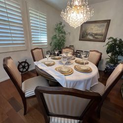 Circular Wood Table and Chairs 