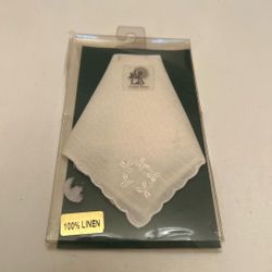 Brownlow County Down Irish Linen vintage handkerchief; white