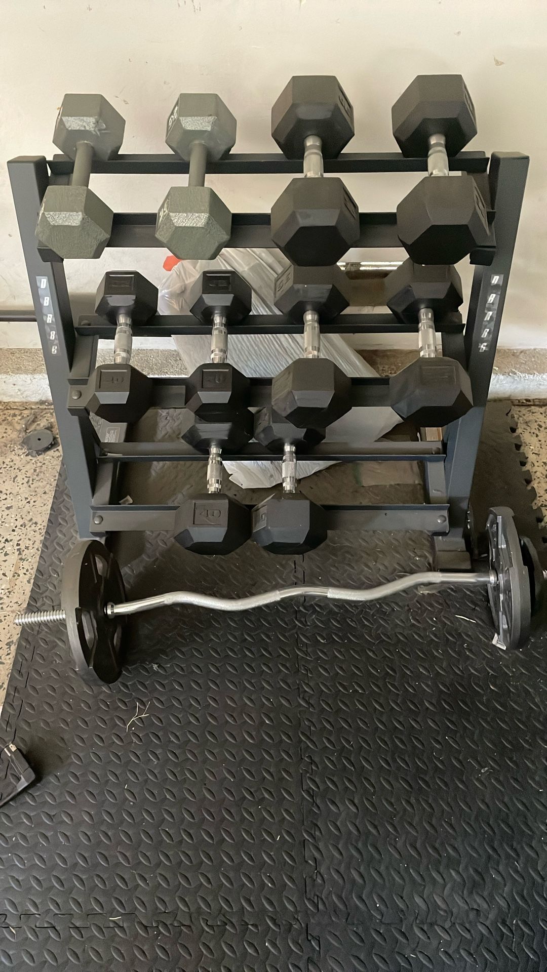 Home Gym Weights Squat Rack Bench And Dumbbells