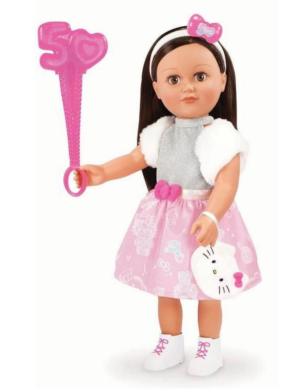 My Life As Poseable Hello Kitty 18" Doll, Dark Brunette Straight Hair, Brown Eyes, 50th Anniversary