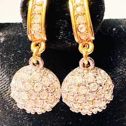 Vintage SWAROVSKI Pave Crystal two tone Clip Earrings