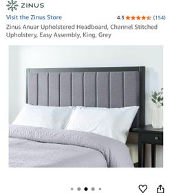 ZINUS king headboard, brackets, 2 ZINUS twin frames (connect into a king) and 2 twin foam mattresses