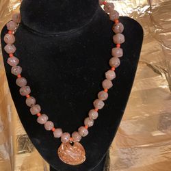 Vintage Beaded Necklace With Pendant 