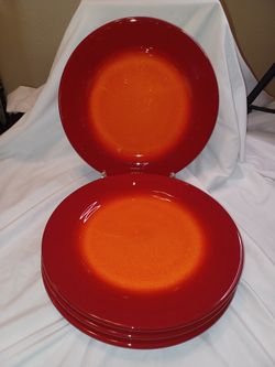 Waechtersbach Fun Factory Magma - Red/Orange Set of 4 Dinner Plates 11"