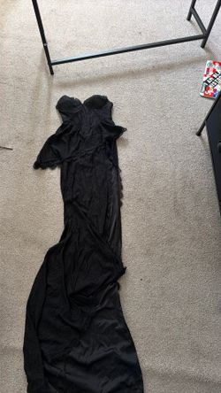 Black long slit dress