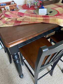 Beautiful wooden table with chairs, kitchen