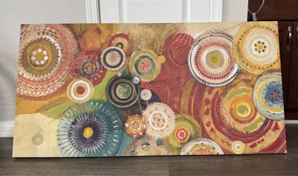 Large Abstract Canvas Art Colorful Circles