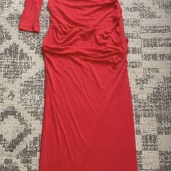 NWT Nicole Miller one shoulder maxi  dress with thigh slit in red size 10 