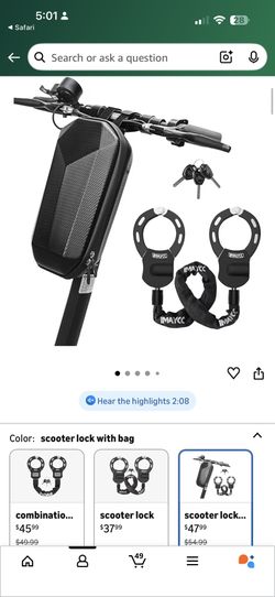 Scooter Chain Lock, Bike Lock, Electric Scooter Accessories, Security Anti-Theft Bike Lock, Chain Lock for Electric Scooter, Motorcycle, Bicycle