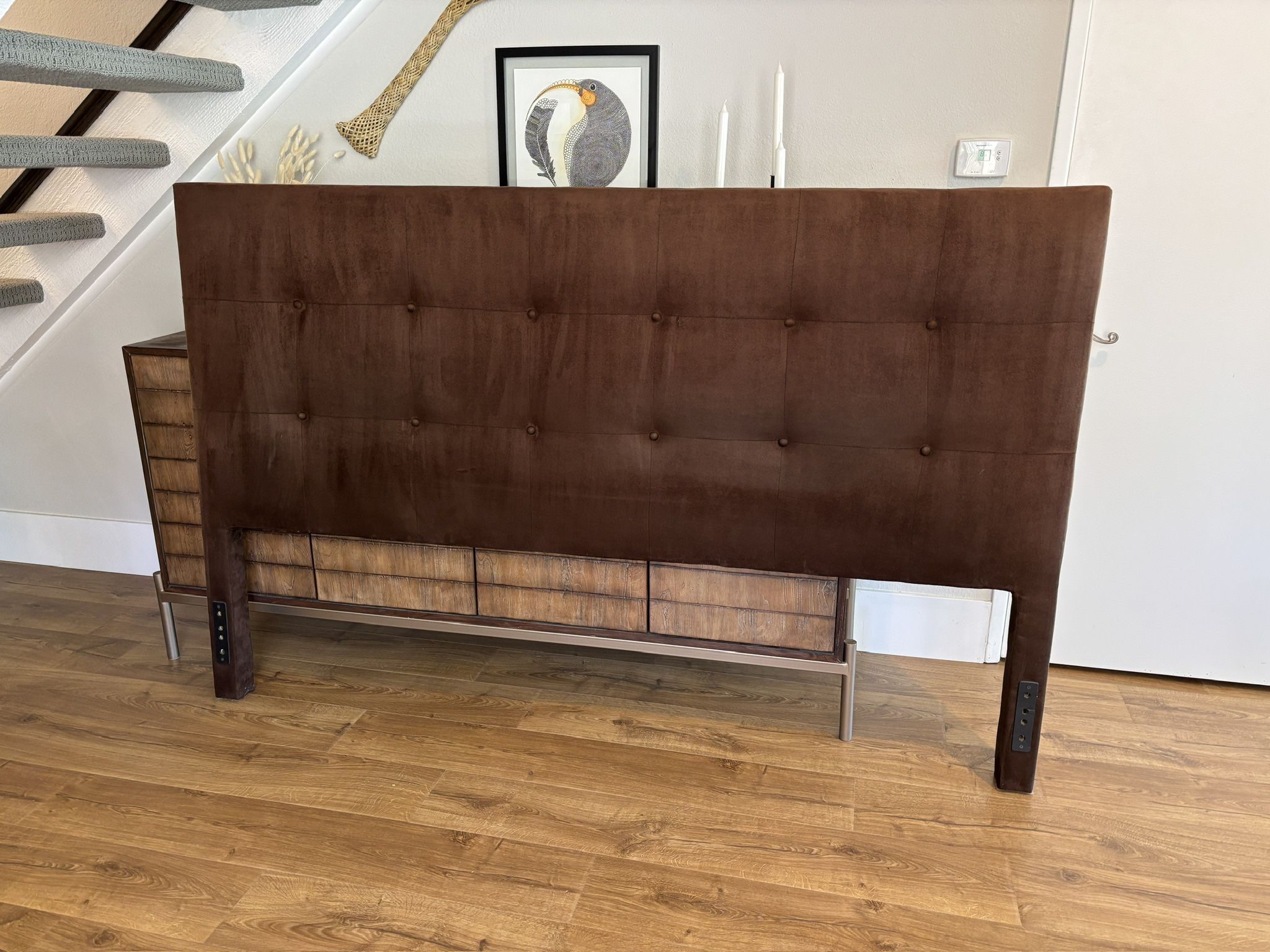 King Size Tufted Suede Headboard