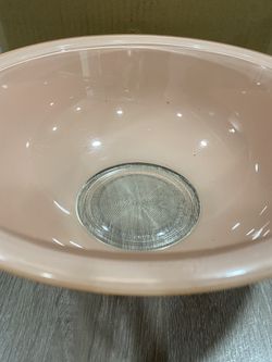 Vintage Pyrex 325 Pink Peach Color ? Clear  2.5L Nesting Mixing Bowl 10” Diameter Thumbnail