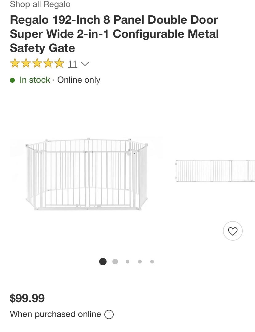 Regalo 192-Inch 8 Panel Double Door Super Wide 2-in-1 Configurable Metal Safety Gate