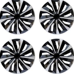 Hubcap Wheel Covers Replacement Size R15 Hub Caps Universal-Fit Steel Wheel Rims Cover ABS Tire Cap for Most Cars Trucks Sedans SUV -Set of 4（15-inch，