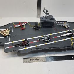 Vintage 1998 Redbox Aircraft Carrier W/10 Die Cast Jets As Is Kids Toys Navy Army Retro Boys Ship