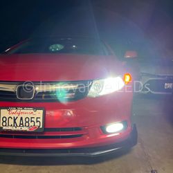 6000k Glacier White LED Headlight And 3000k Jdm Yellow LEDs Fog Lights 
