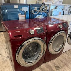Samsung maroon washer and dryer set gas dryer