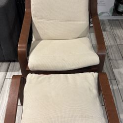 IKEA  Armchair & Ottoman, brown/Knisa light beige
