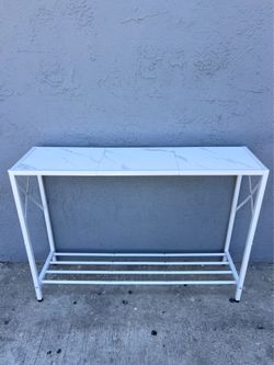 Console Marble Table 2-Tier Shelve For Entryway FURNITURE