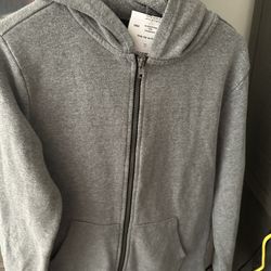 Boys Gray Hooded Zip Up Sweatshirt Size 14/16