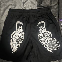  Real Eric Emmanuel black and white mesh shorts