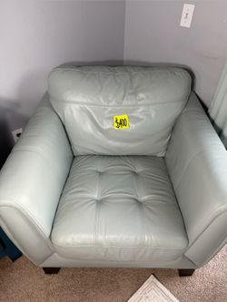 Leather sofa chair light aqua
