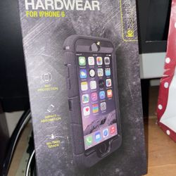 new Iphone 6 Black Rubber and Hard Plastic Cellphone Case Military Grade Shock Absorbtion 