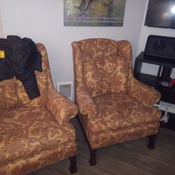 Thomasville Chip And Dale Wingback Chairs 