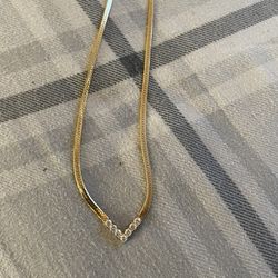 Gold Plated CZ Chain Necklace 18” Vintage