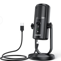 Spedal USB Microphone for PC Mac PS4 & PS5, 4 Professional Pickup Patterns