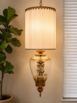 Large Vintage Cherub Hanging Swag Lamp – “Three Graces” Andrea by Sadek Style – 42” Works