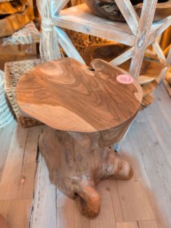 Live Edge Wood Stump Side Table