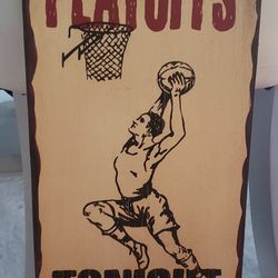 Vintage Wood Wall Basketball Art 