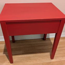 Red Wood Accent Side Table with Drawer