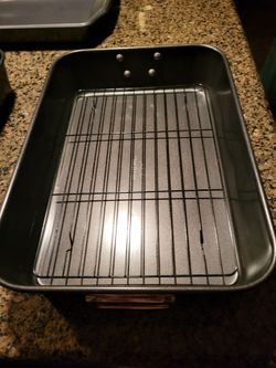 Large roasting pans with the metal insert thirty dollars each.They're brand new, they've never been used