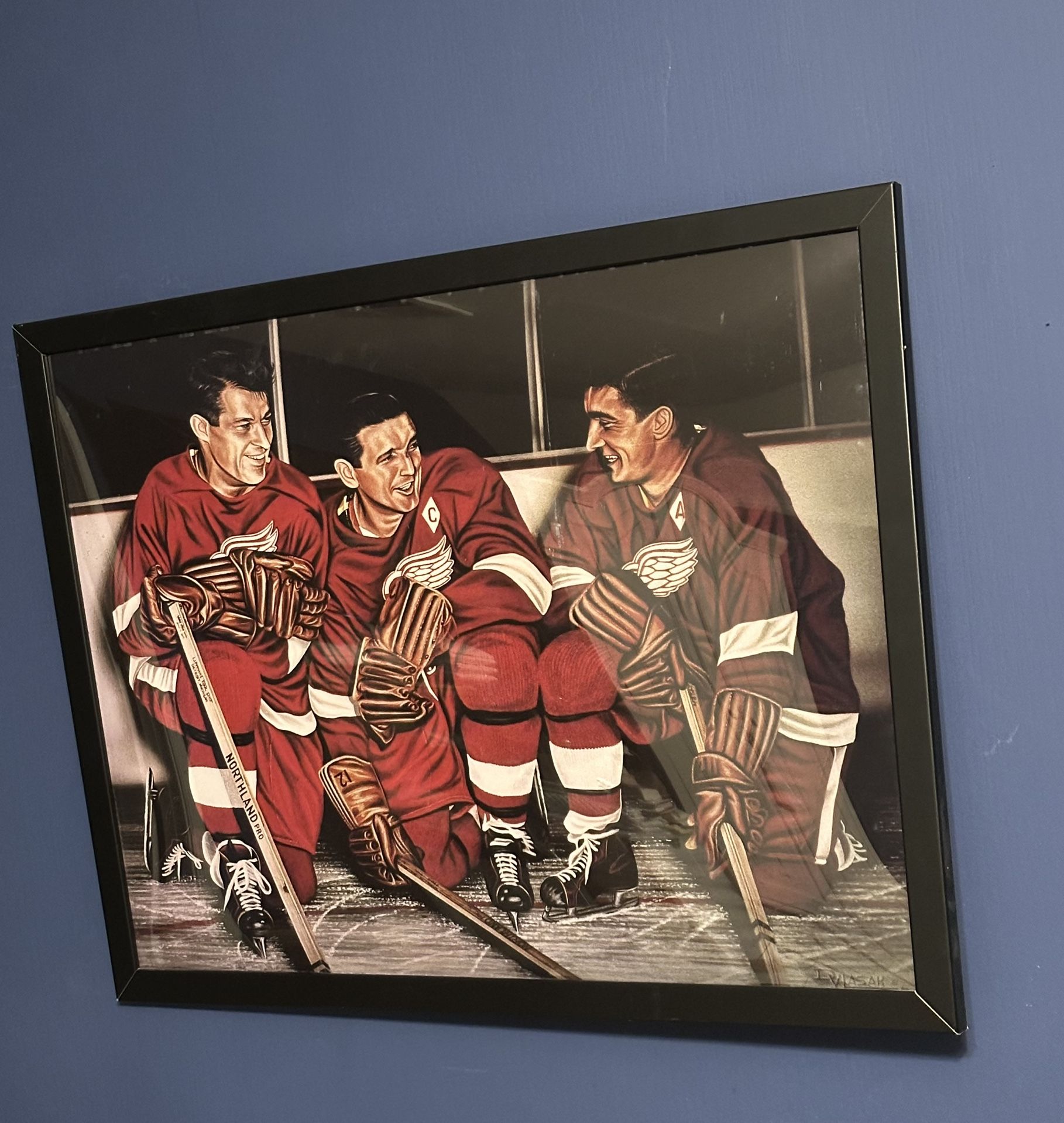 Gordie Howe/Abel/Lindsay Detroit Wings "