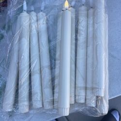 11 Pcs Flameless Taper Candles with Remote, Timer, Plastic Battery Operated Window Candles, 9.6 Inches Ivory LED