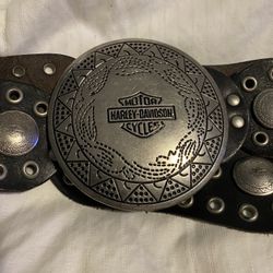 Harley Davidson Western Medallion Black Leather Belt