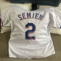 Marcus Semien Signed Rangers Jersey